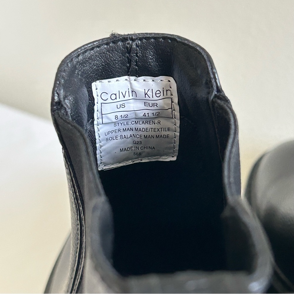 Calvin Klein Black Men’s Leather Chelsea Boots Size 8.5 - Picture 6 of 6